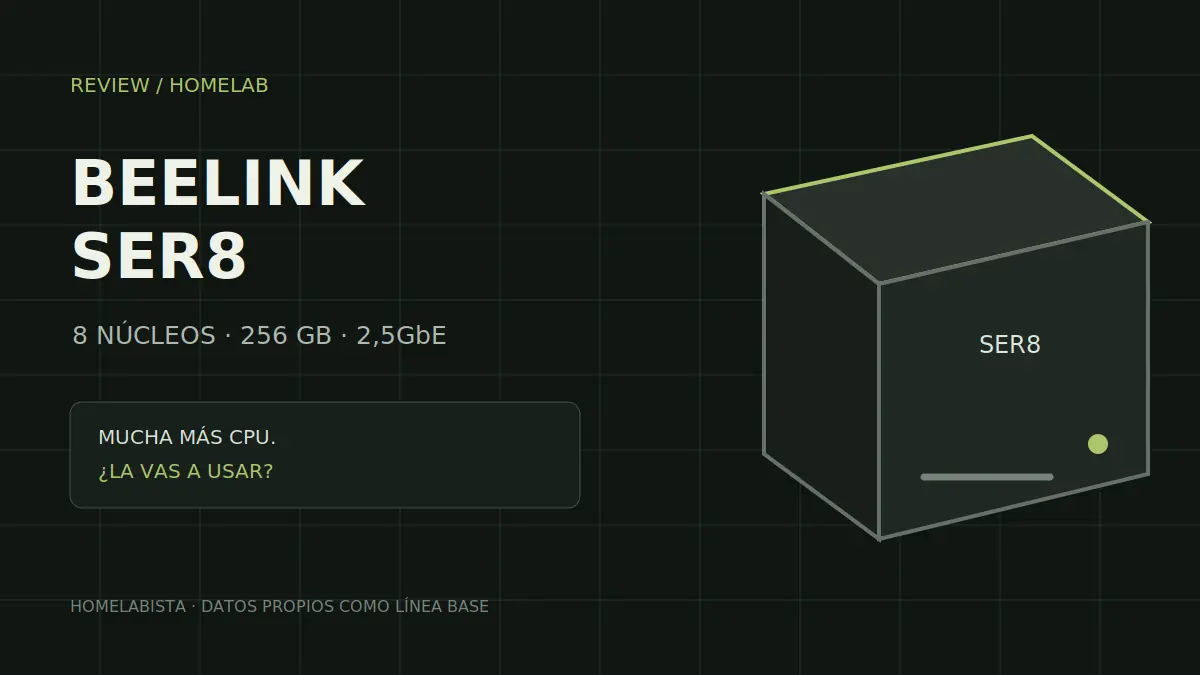 Beelink SER8 review para homelab con Ryzen 7 8845HS, RAM ampliable hasta 256 GB y red 2.5GbE